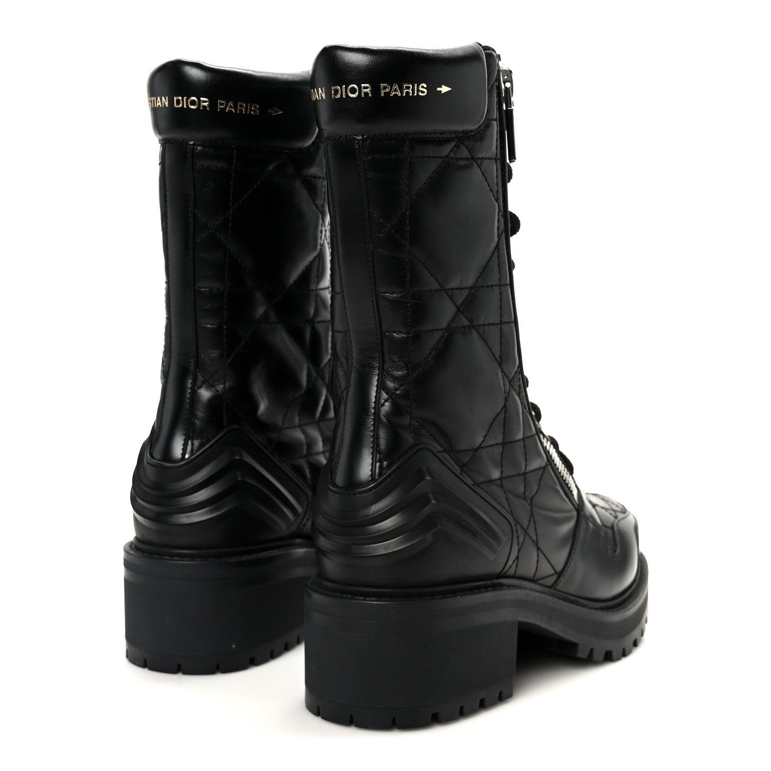 Christian Dior Calfskin Cannage D-Leader Ankle Boots 37.5 Black