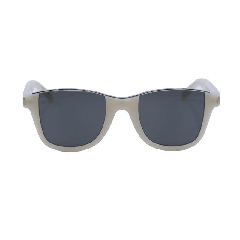 Saint Laurent Sunglasses Square Full Rim, Ivory Frame and Grey Lens SL51CUT003