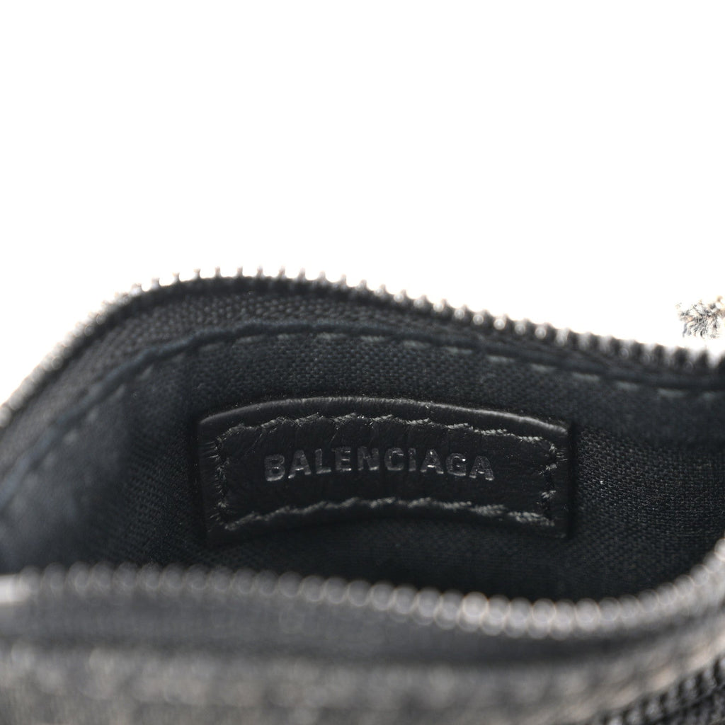 Balenciaga Denim Crystal Coin Purse Black