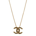 Chanel Resin Along The Nile CC Pendant Necklace Gold Black