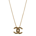 Chanel Resin Along The Nile CC Pendant Necklace Gold Black