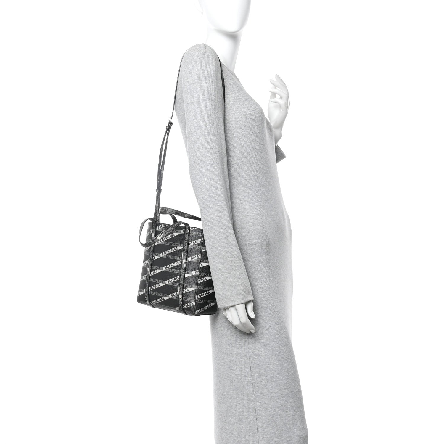 Balenciaga Coated Canvas Losange Monogram XXS Tote Black Grey