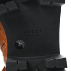 Gucci Cordovan Lux Nappa GG Matelasse Lace Up 60mm Combat Boots 36 Dark Hazel Brown