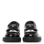 Prada Spazzolato Triangle 40mm Loafer Mules 37 Black