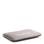Balenciaga Metallized Grained Calfskin Logo Cash Rounded Card Holder Dark Bronze White
