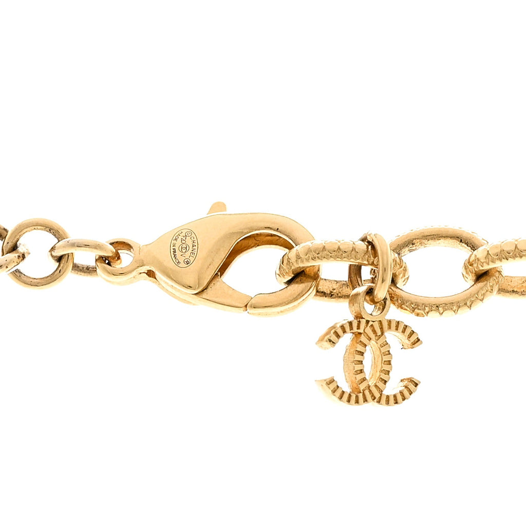 Chanel ID Dog Tag Charm Necklace Gold