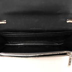 Balenciaga Metallic Extra Supple Calfskin Crocodile Embossed Gossip Wallet On Chain Silver