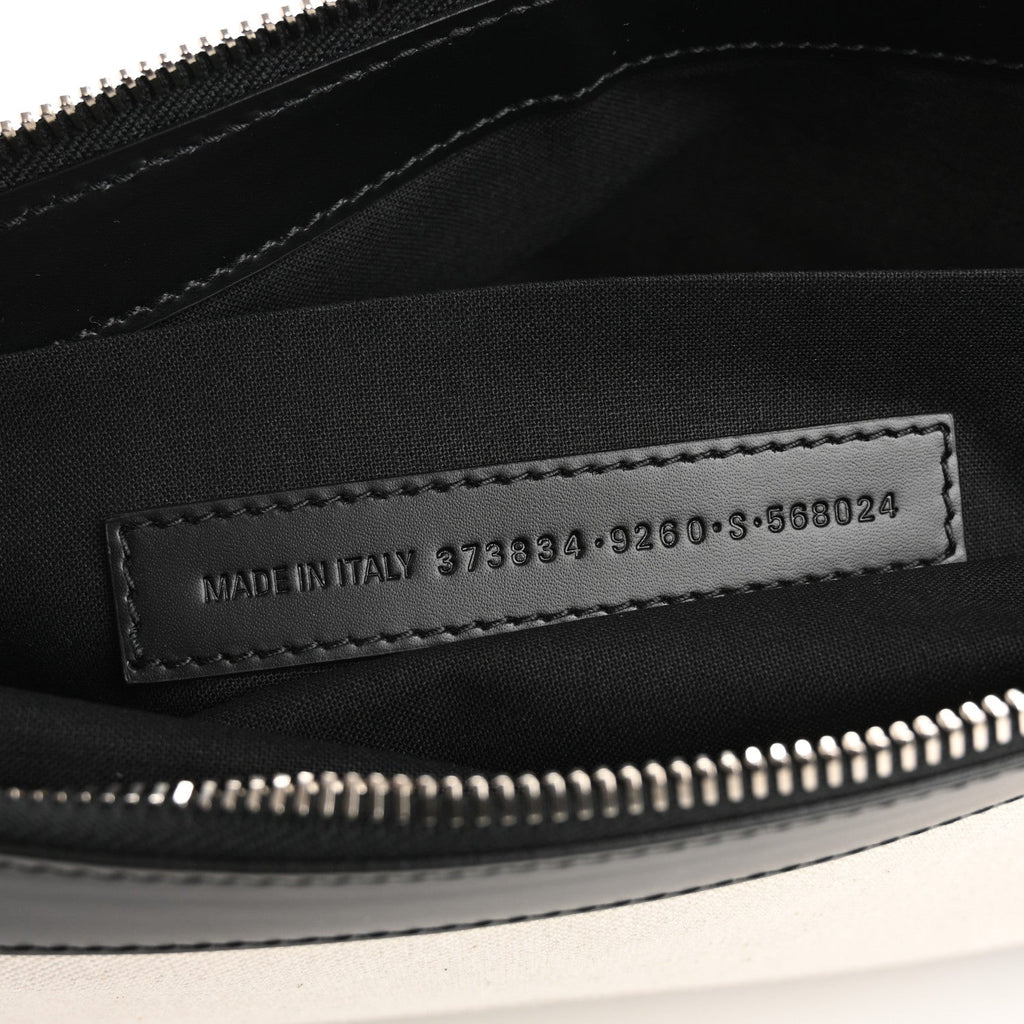 Balenciaga Calfskin Cotton Canvas Logo Clutch Black