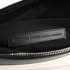 Balenciaga Calfskin Cotton Canvas Logo Clutch Black