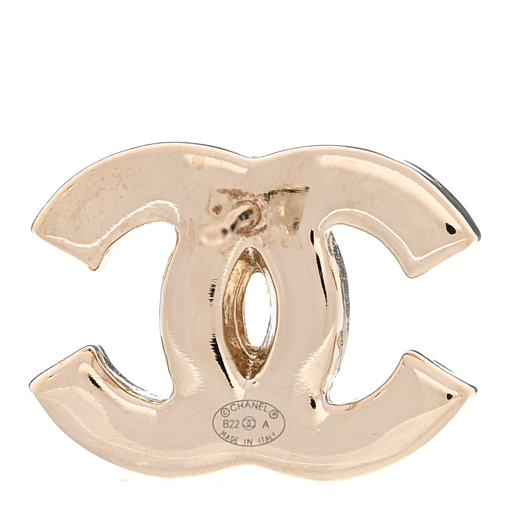 Chanel Enamel CC Earrings Gold White
