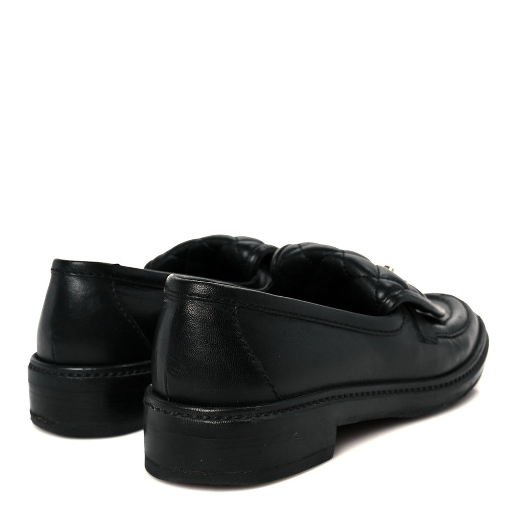 Chanel Lambskin Quilted CC Turnlock Loafers 37 Black