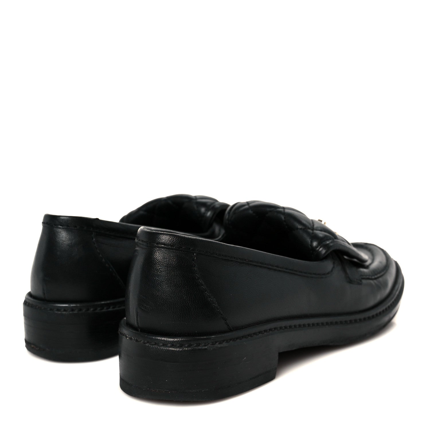 Chanel Lambskin Quilted CC Turnlock Loafers 37 Black