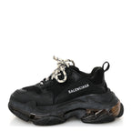 Balenciaga Fabric Mesh Womens Triple S Sneakers 39 Black
