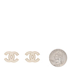 Chanel Enamel CC Earrings Gold White