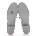 Chanel Shiny Calfskin Logo Loafers 37 Light Grey