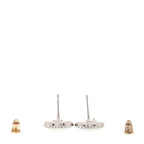 Chanel Pearl Crystal CC Heart Drop Earrings Silver