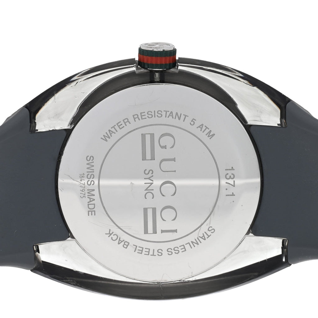 Gucci Stainless Steel Rubber 46mm Sync Web Quartz Watch Grey
