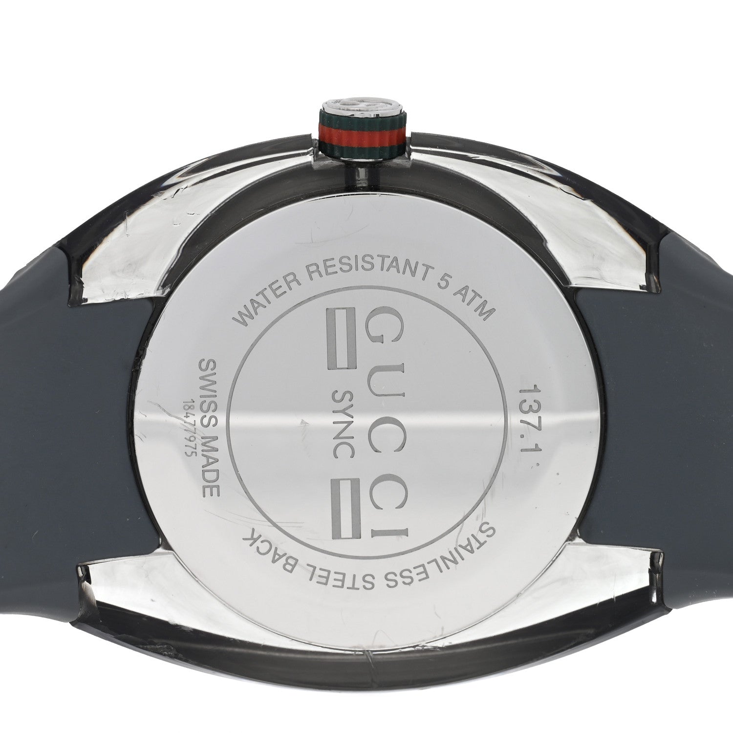 Gucci Stainless Steel Rubber 46mm Sync Web Quartz Watch Grey