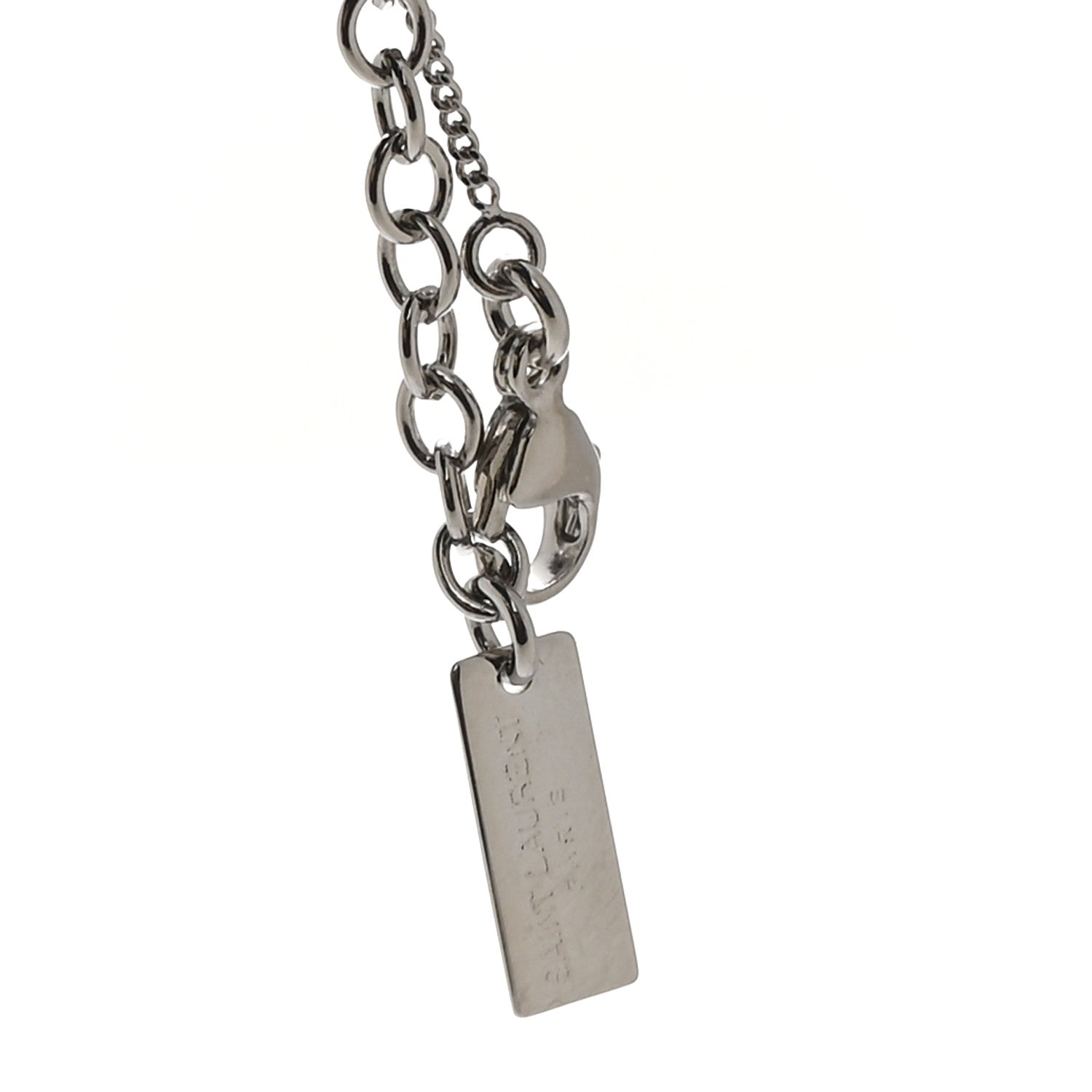 Saint Laurent Brass Monogram Charm Bracelet L Silver