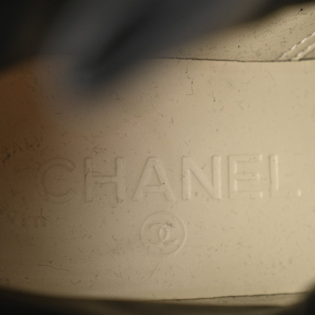 Chanel Calfskin Quilted Lace Up Combat Boots 36.5 Black
