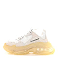 Balenciaga Fabric Mesh Clear Sole Womens Triple S Sneakers 41 White