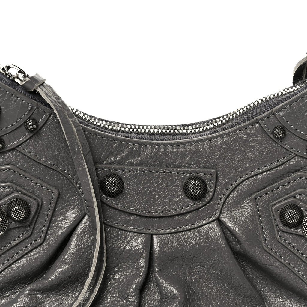 Balenciaga Agneau Arena Le Cagole Shoulder Bag XS Dark Grey