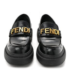 Fendi Vitello Abrasivato Fendigraphy 50mm Loafers 40.5 Black