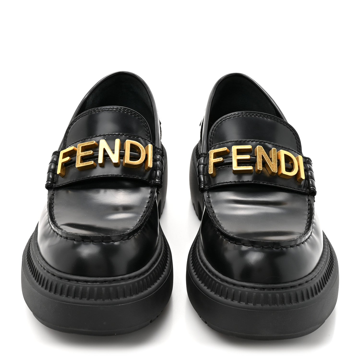 Fendi Vitello Abrasivato Fendigraphy 50mm Loafers 40.5 Black