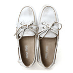 Miu Miu Vitello Deco Boat Loafers 39.5 White