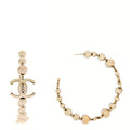 Chanel Metal Bead CC Hoop Earrings Gold