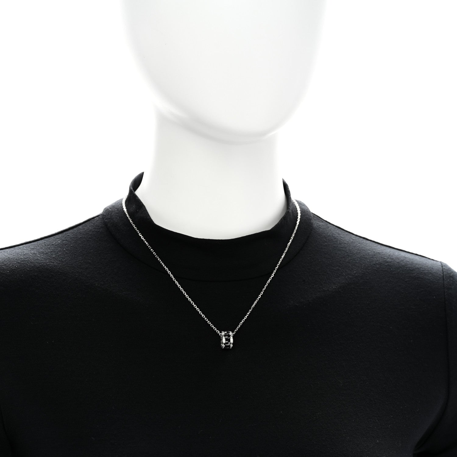 Chanel 18K White Gold Diamond Ceramic Ultra Necklace Black