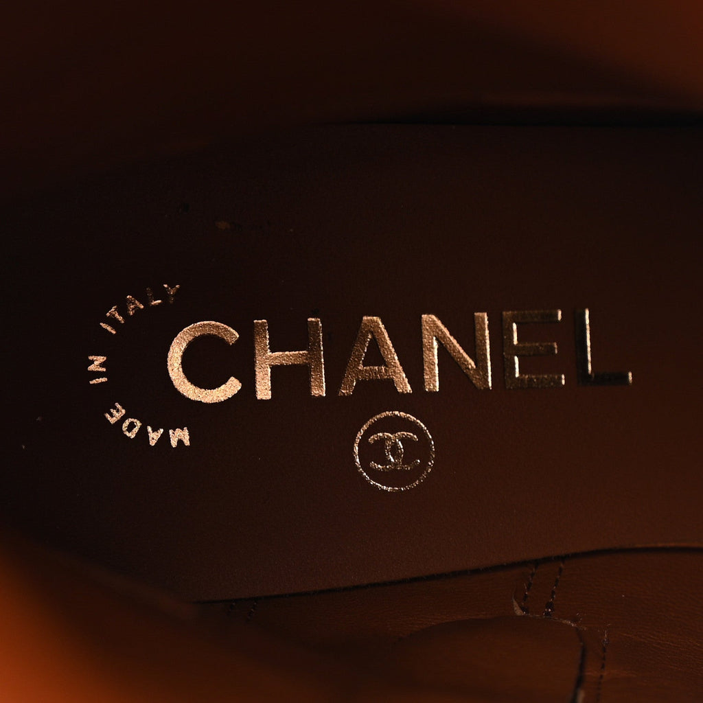 Chanel Calfskin CC Logo Mid Calf Boots 39 Brown