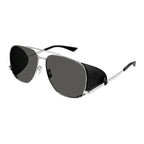 Saint Laurent Sunglasses Aviator Full Rim, Black Frame and Black Lens SL653LEONLEATHERSPOILER002