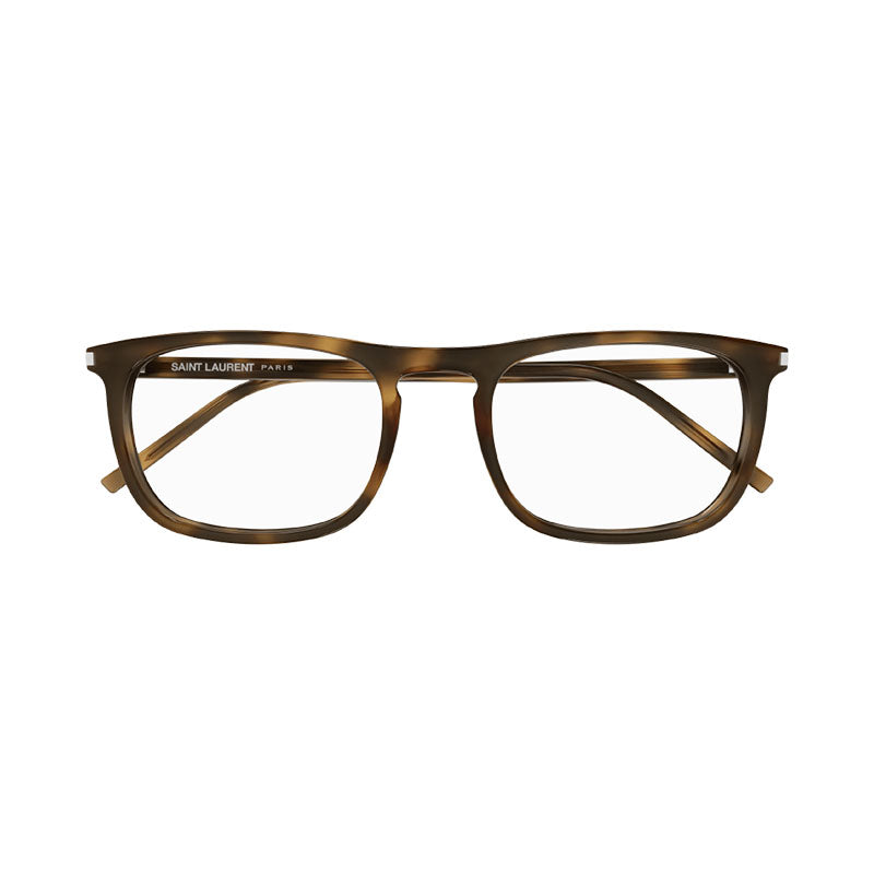 Saint Laurent Eyeglasses Square Full Rim, Medium Havana Frame and Clear Demo Lens Lens SL670002