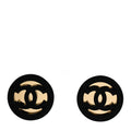 Chanel Resin CC Round Earrings Gold Black