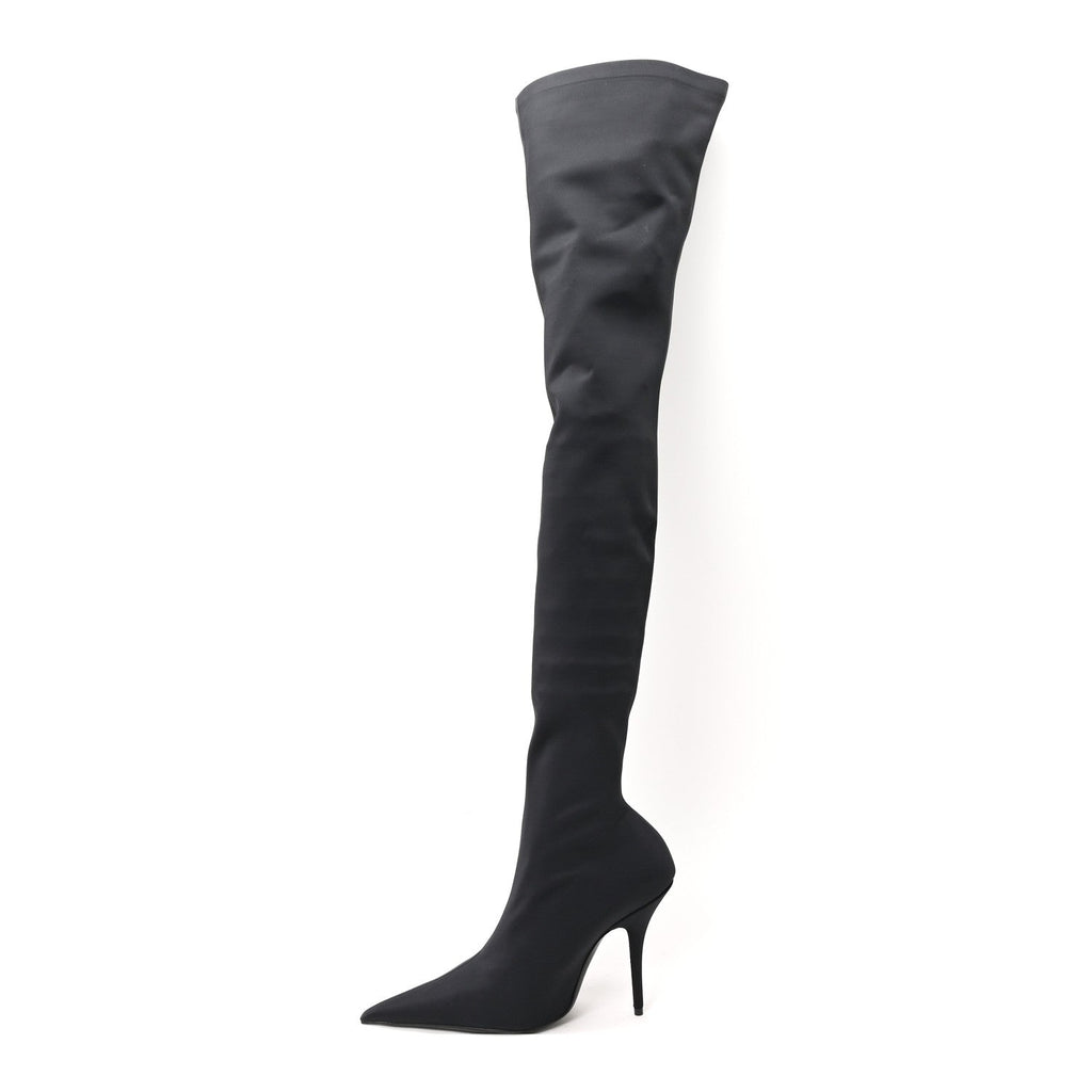 Balenciaga Spandex Pointed Toe Knife Thigh High Boots 39 Black