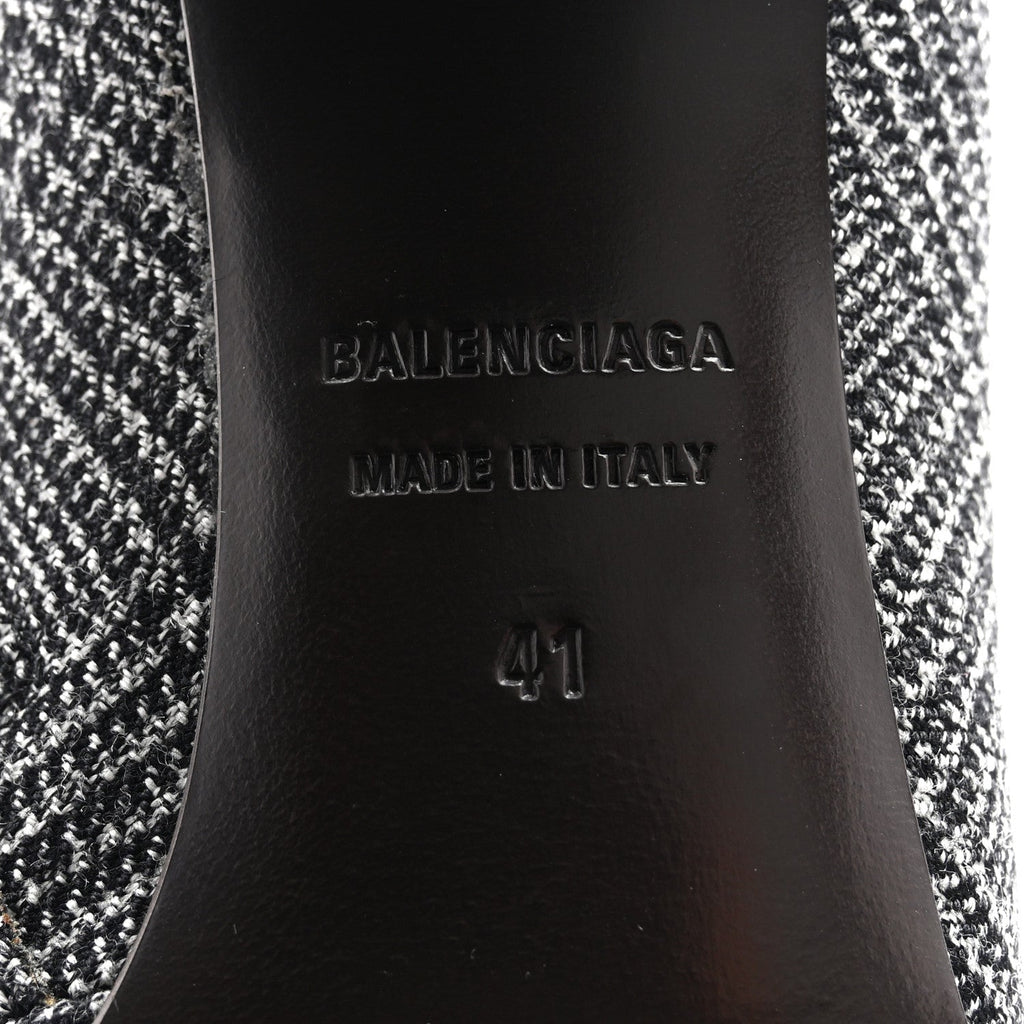 Balenciaga Wool Plaid Ankle Boots 41 Black White