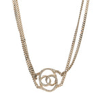 Chanel Crystal CC Oval Necklace Gold