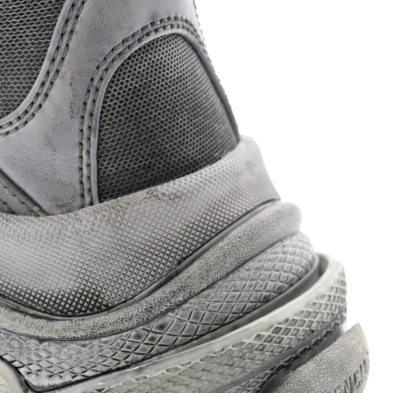 Balenciaga Fabric Mesh Dyed Mens Triple S Sneakers 45 Grey