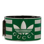 Gucci X ADIDAS Metal Enamel Cuff Bracelet S Silver Green