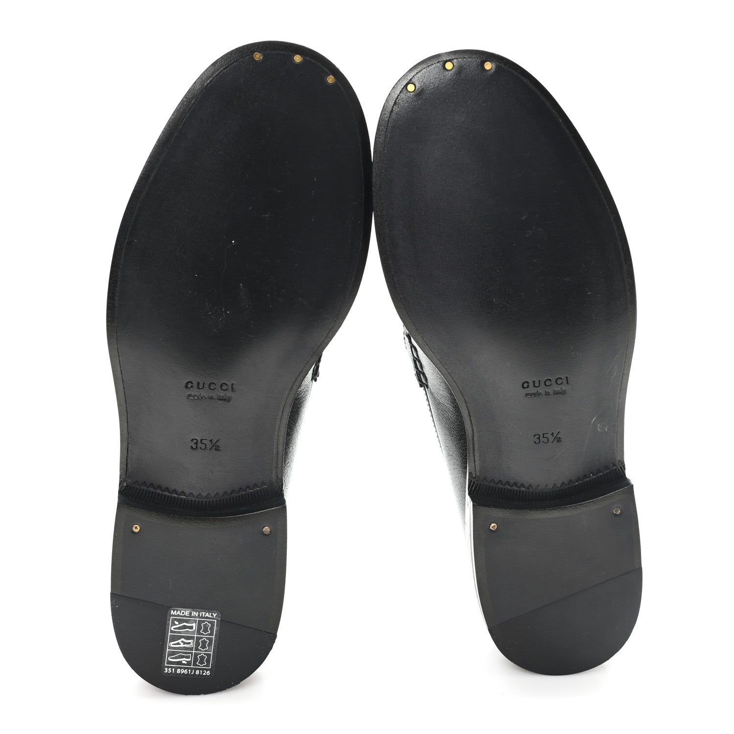 Gucci Goatskin Womens Logo 15mm Loafers 35.5 Black