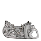 Balenciaga Metallic Agneau Arena Le Cagole Chain Shoulder Bag XS Silver
