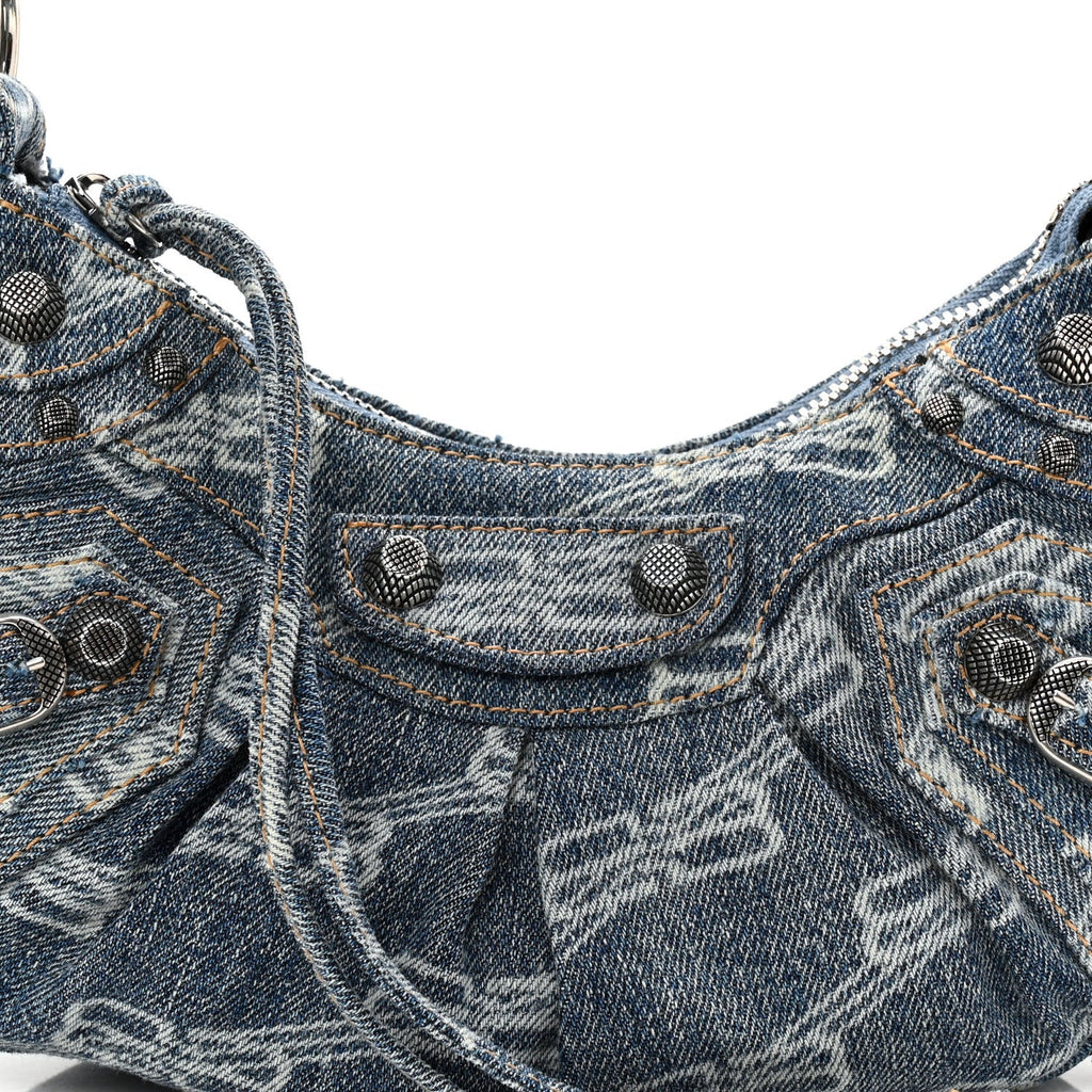 Balenciaga Denim BB Monogram Le Cagole Shoulder Bag XS Blue