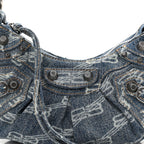 Balenciaga Denim BB Monogram Le Cagole Shoulder Bag XS Blue