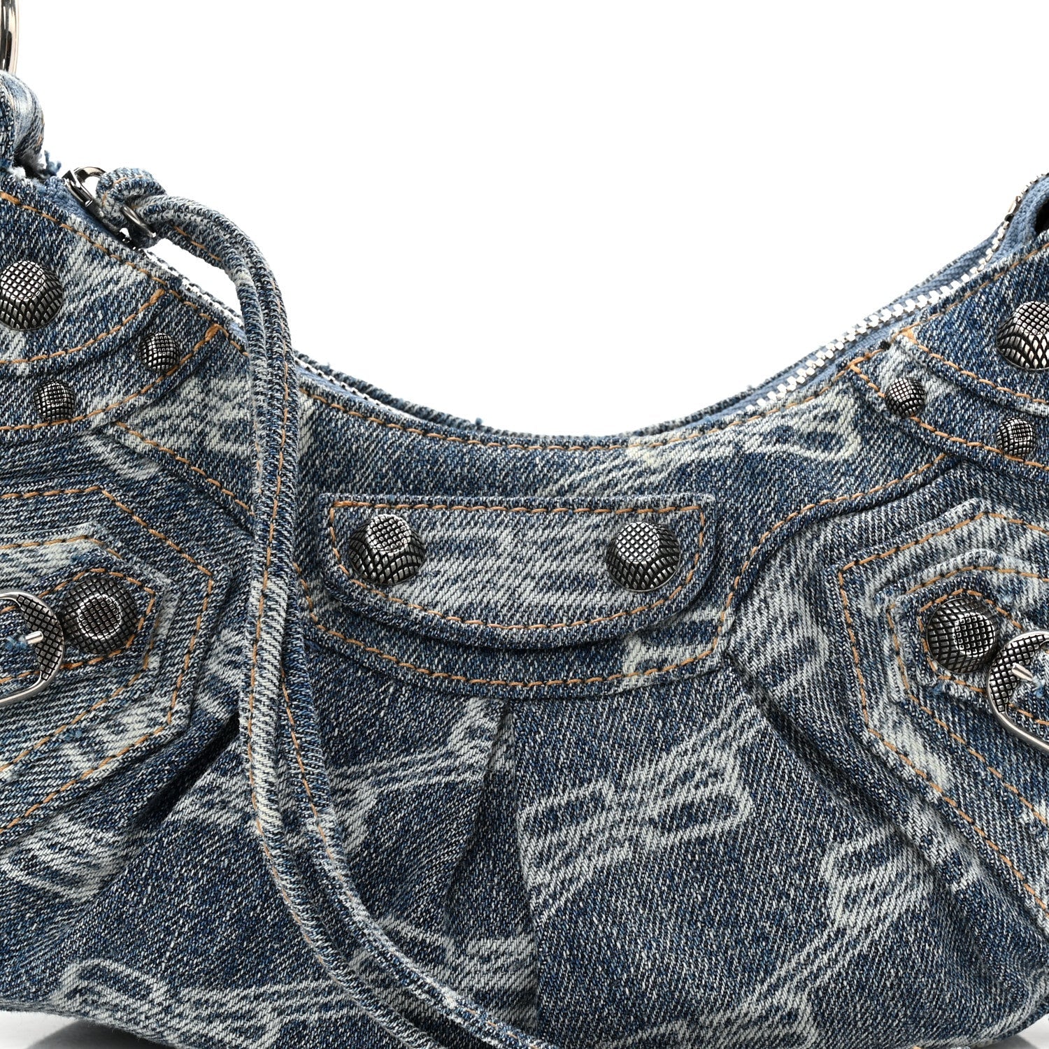 Balenciaga Denim BB Monogram Le Cagole Shoulder Bag XS Blue
