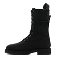 Fendi Mesh Canvas Embroidered Womens Lace Up Boots 36 Black