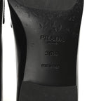 Prada Brushed Calfskin Metal Triangle Logo 20mm Loafers 36.5 Black