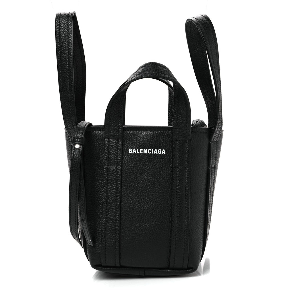 Balenciaga Grained Calfskin Mini 2.0 Everyday North South Shoulder Tote Bag Black