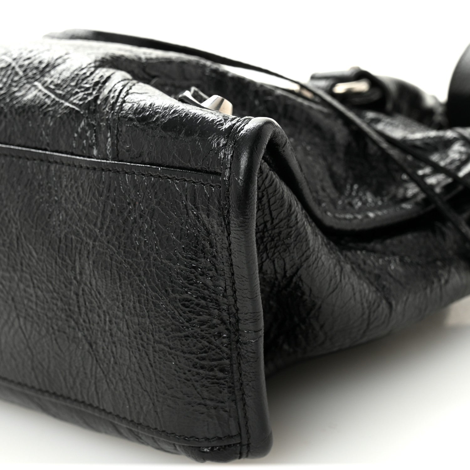 Balenciaga Agneau Arena Storico Silver Hardware Small Le City Black