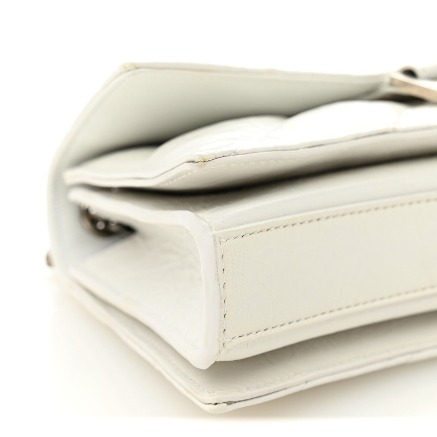 Balenciaga Crushed Calfskin Quilted Small Crush Chain Bag Optic White